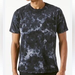 FRAME (Large) Black Tie Dye Cotton T-Shirt Classic Fit Contemporary Luxury Shirt